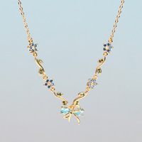 Collier Papillon Série Bambou avec Pendentif Fleur de Pêcher et Diamants, Style Sportif, Vente Flash, Cadeau Idéal pour Femme