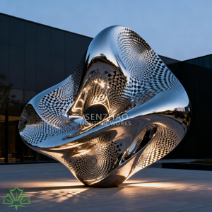 Sculpture d'art moderne en acier inoxydable poli, design soudé Senzhao - Product Image 4