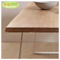 Table à manger moderne en bois massif avec pieds en métal, table en chêne blanc avec bord naturel, table de luxe industrielle pour cuisine et salle de conférence