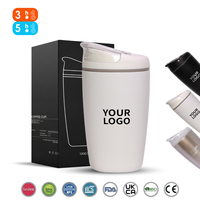 Gobelet isotherme minimaliste en acier inoxydable mat de 360 ml, compact, pour le voyage, avec design original breveté