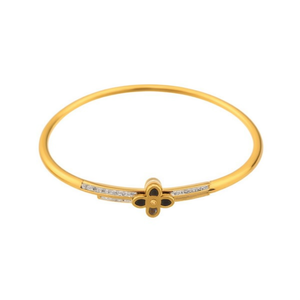 Bracciale in acciaio inossidabile con piccolo disegno floreale placcato oro, gioiello alla moda per donna - Product Image 1