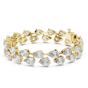 Yellow Gold Double Strand Diamond Bracelet Featuring Pear Cut <b>Stones</b> And Sparkling Luxury Wrist Jewelry - Product Image 4