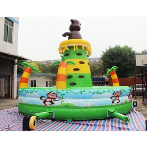 Muro de Escalada Inflable con Diseño de <span class=keywords><strong>Mono</strong></span> de la Selva, con Agarraderas con Forma de Huella y Plataforma Azul para Parques Infantiles y <span class=keywords><strong>Eventos</strong></span> - Product Image 3