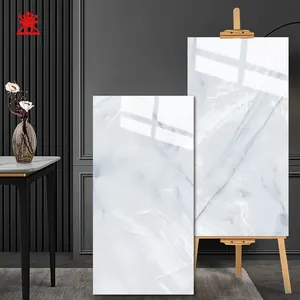 Luxury Carrara Grey White Artificial Marble Full Polished Tile Glazed Porcelain High Glossy 600x1200 Room Floor And Wall Tiles