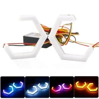 Anneaux lumineux LED Angel Eyes bicolores ambre-blanc-jaune 12V RGB+APP avec fonction de poursuite CottonCar Phares DRL hexagonaux