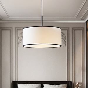 Lampe suspendue de style nordique, ronde, en tissu crème, Led E27, pour salon, chambre à coucher, salle à manger - Product Image 4