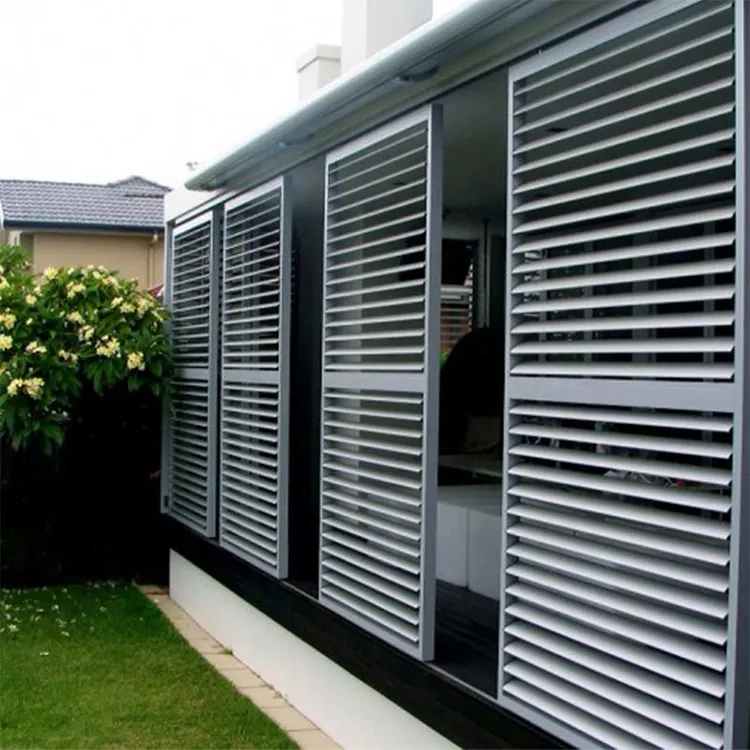 Persiana de aluminio para exteriores, diseño de puertas de ventilación, impermeable, de metal y aluminio