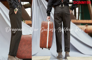 Pantalon pour homme en toile droite gris mousse sel et poivre personnalisé avec braguette boutonnée pour l'été - Product Image 6