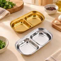 Plateau à condiments multi-compartiments en acier inoxydable 304 (1/2/3/4 compartiments) – Doré/Argenté – Idéal pour la restauration, les fêtes et les hôtels