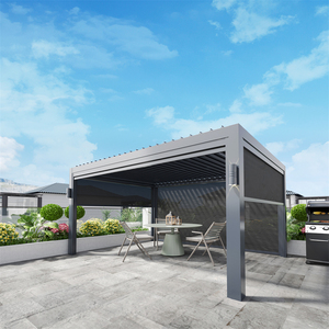 Weleadalu Pergola bioclimatique à toit persienne à ouverture automatisée avec éclairage Gazebo en aluminium pour <span class=keywords><strong>restaurant</strong></span> extérieur - Product Image 5