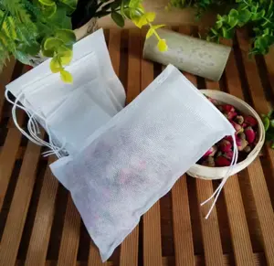 Kantong teh sekali pakai, kantong Filter untuk Infuser teh dengan tali menyembuhkan segel kelas makanan Filter
