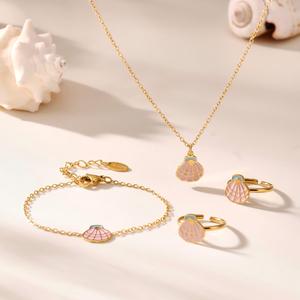 Gelang bayi lapis emas 18K, perhiasan gelang kaki anak perempuan, kalung cincin baja tahan karat trendi, gelang bayi modis lucu - Product Image 1