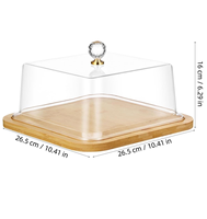 Plateau à gâteau carré en bambou écologique de haute qualité avec couvercle en acrylique pour la présentation des desserts