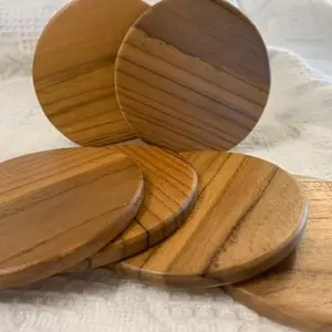 Eco-Friendly Wooden Coaster <b>Set</b> Sturdy Lightweight Water Resistant Elegant Design for Coffee Mug <b>Teacup</b> and Glassware Protection - Product Image 4