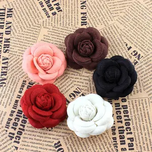 14 Warna Mode Buatan Tangan Kain Camellia Bunga Bros Pin Lencana Unisex Pesta Pernikahan Aksesoris Bros Besar untuk Wanita