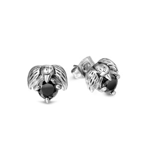 Pendientes de Moda con Forma de Garra de Dragón, Incrustaciones de Ágata Negra, Diseño de Alas Geométricas, Joyería Unisex para Oreja CF123 - Product Image 1