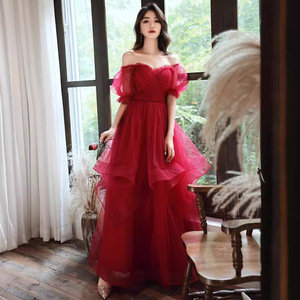 Burgundy Tulle A-Line Wedding Dress Sweetheart Neckline Natural Waist Vintage Maternity Plus Size Spring Wear - Product Image 3