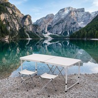 Ensemble table et chaises pliantes en aluminium robuste avec logo personnalisé, 5 pièces, léger, portable, réglable en hauteur, pour l'extérieur, avec valise de transport