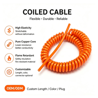 Câble spiralé flexible orange, câble enroulé, extrémités de câble en PVC TPU, longueur personnalisée, cordon d'alimentation pour équipement électrique