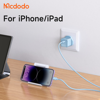 Mcdodo 376 Vente en gros Royaume-Uni Chargeur rapide PD 20W noir bleu violet pour iPhone GaN 20W Chargeur Type C Câbles PD Adaptateur secteur Chargeur