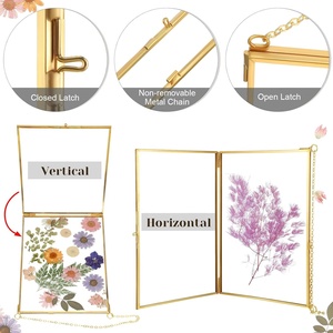 Bán Hot Vàng rõ ràng ngang và dọc ép Khung Hoa với chuỗi Brass đôi kính trong suốt nổi khung ảnh - Product Image 3