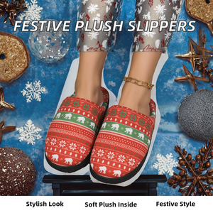 Pantuflas Navideñas para Mujer y Hombre, Otoño Invierno, Estampado de Dibujos Animados, Suela de TPR, Felpa, Divertidas, Cómodas y Cálidas para el Hogar - Product Image 2