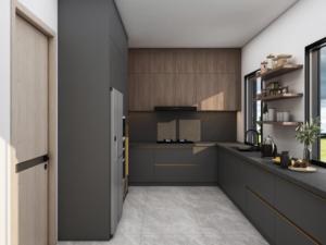 Gabinetes de Cocina Modernos y Duraderos de Diseño Contemporáneo en Gris Oscuro, Islas de Cocina para Villa - Product Image 3