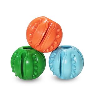 מותאם אישית Oem גומי שיניים ניקוי לעיסת כדור ביס עמיד מזון מחלק כלב צעצוע - Product Image 3