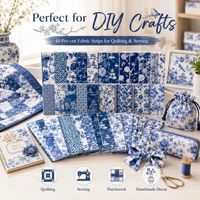 Lot de 42 bandes de tissu Jelly Roll bleues à motifs floraux, prédécoupées, 2,5 x 20 pouces, pour patchwork, patchwork de tissus, patchwork de motifs, bordures, coussins, sacs et travaux d'aiguille