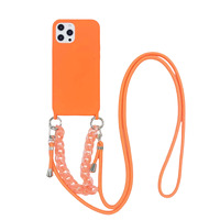 Coque de téléphone en silicone Dorp Shipping INS avec cordon tour de cou et chaîne marbrée pour iPhone 17 16 Pro 15 XS Max 7 8 Plus