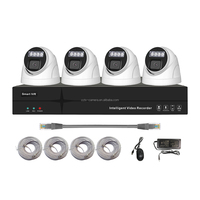 Intercomunicador de Audio Bidireccional, Cámara IP de 5 Megapíxeles Tipo Domo y Bala de 4 Canales, Kit NVR PoE de 4 Canales para CCTV