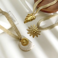 Colliers pendentifs tendance pour femmes en acier inoxydable, série Océan, plaqué or, avec breloques soleil