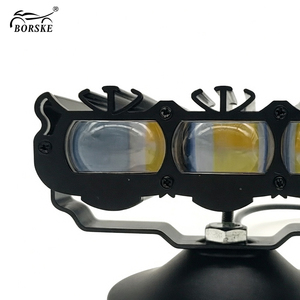 Faro Delantero LED de 3 Lentes para Motocicleta BORSKE Súper Brillante, Luz Blanca/Amarilla de Doble Color, Luz Intermitente, Luz Alta/Baja - Product Image 2