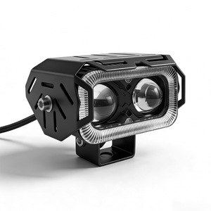 Projecteur de moto JHS-MO-266 à double lentille, lumière blanche et jaune avec yeux d'ange rouges, position avant, en aluminium aéronautique, étanche - Product Image 2