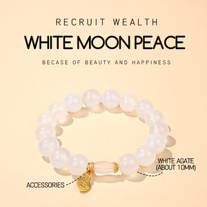 Pulsera de cuentas de jade, oro y plata, elegante y versátil, diseño de regalo, estilo budista religioso, joyería única chapada en oro - Product Image 4