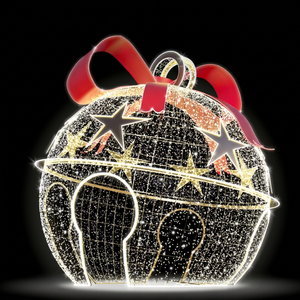 Arco de Navidad Grande con Motivo de Bola de Navidad Iluminada para Exhibición Navideña en Parques Temáticos - Product Image 1