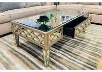 Table Basse Miroir Grise de Bonne Qualité pour Salon, Meuble Miroir Table Centrale