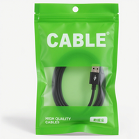Sacs à fermeture éclair personnalisés transparents brillants avec câbles de données USB scellés sur 3 côtés sacs en plastique étanches avec fil d'ordinateur pour l'emballage