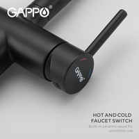 Robinet de cuisine Gappo avec filtre à col flexible en acier noir de toutes sortes, G4398-36
