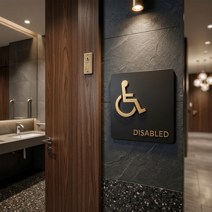 Letrero de Baño Moderno de Acrílico EZD, Placa Adhesiva para Puerta, Duradera, con Ícono 3D de Latón, Unisex, para Baño, con Braille ADA - Product Image 4