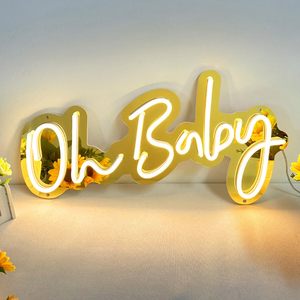 Enseigne au néon Oh Baby avec variateur pour décorations de douche de bébé Décoration de chambre de révélation de sexe Alimenté par USB LED Neon Lights - Product Image 5