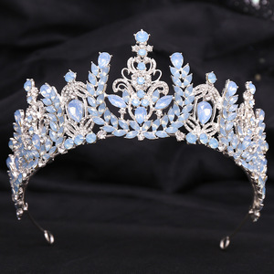 Vendita calda nuovo arrivo matrimonio di compleanno e anniversario corona per ragazze di cristallo verde/rosa diadema da sposa vendita corona in lega calda - Product Image 5