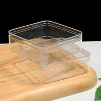 Boîte en plastique transparente carrée de qualité alimentaire, sans bavures, à parois épaisses, coins arrondis, avec couvercle, pour emballage alimentaire ou cadeau