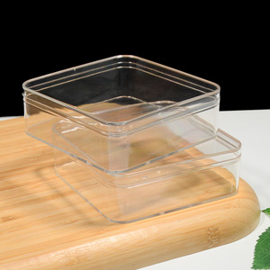 Boîte en plastique transparente carrée de qualité alimentaire, sans bavures, à parois épaisses, coins arrondis, avec couvercle, pour emballage alimentaire ou cadeau - Product Image 1