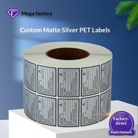 Étiquettes autocollantes imperméables en argent mat personnalisées pour cosmétiques, appareils électriques, plaques signalétiques imprimées en PET de formes multiples