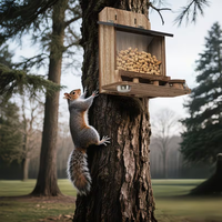 Mangeoire à écureuils en bois massif pour l'extérieur, résistante à l'humidité, pour noix et bâtonnets, mangeoire durable en bois pour animaux de compagnie