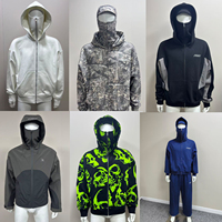 Fabricants de Sweat-shirts à Capuche Cagoule Personnalisés Faible Moq Brodés en Polaire Vierge, Hiver Noir Unisexe Hommes Cagoule Ninja Zippée