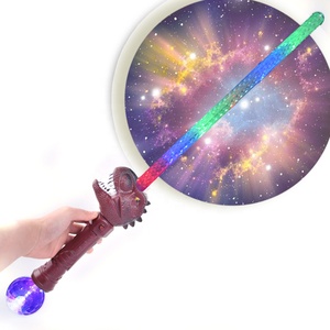 Fournitures de fête bâton lumineux dinosaure épée jouets clignotant led light up saber baguette avec boule de prisme - Product Image 1