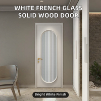 Porte composite en bois massif de style français moderne pour l'intérieur de la maison, peinte en blanc avec insert en verre pour villas