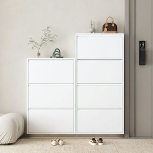 Tủ giày màu trắng sang trọng thiết kế truyền thống thanh lịch tùy chọn treo tường cho trang trí nhà hiện đại tiết kiệm không gian sàn không gian sống - Product Image 2